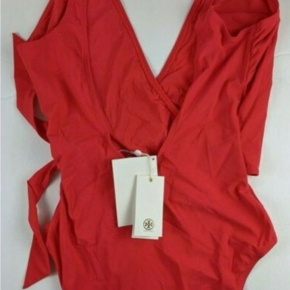 NWT Brand New Red Tory Burch Wrap Swimsuit (S) - Picture 5 of 5